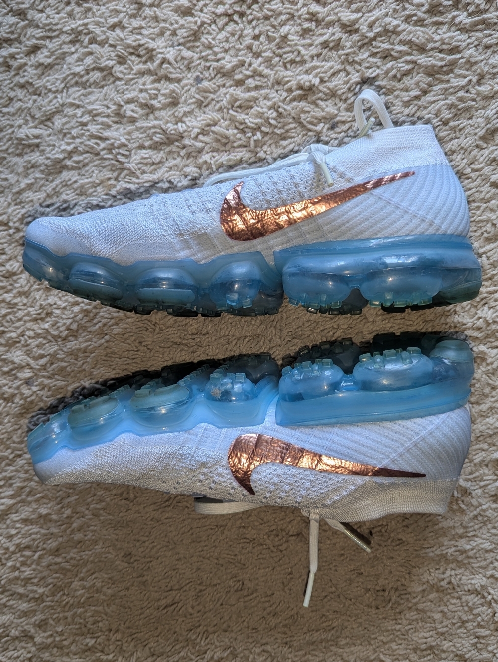Blue And Rose Gold/Copper Nikes
